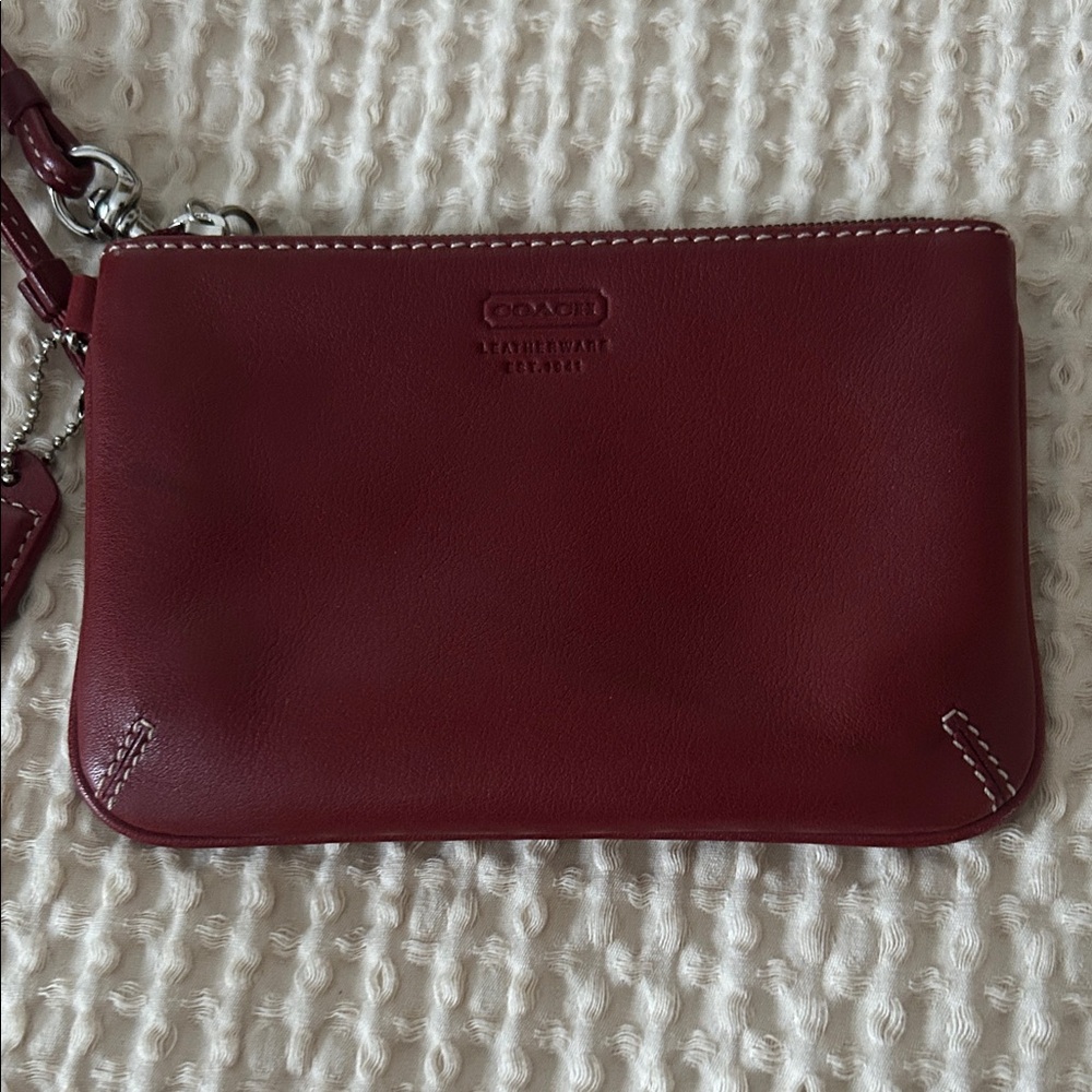 Coach Burgundy Leather Wristlet